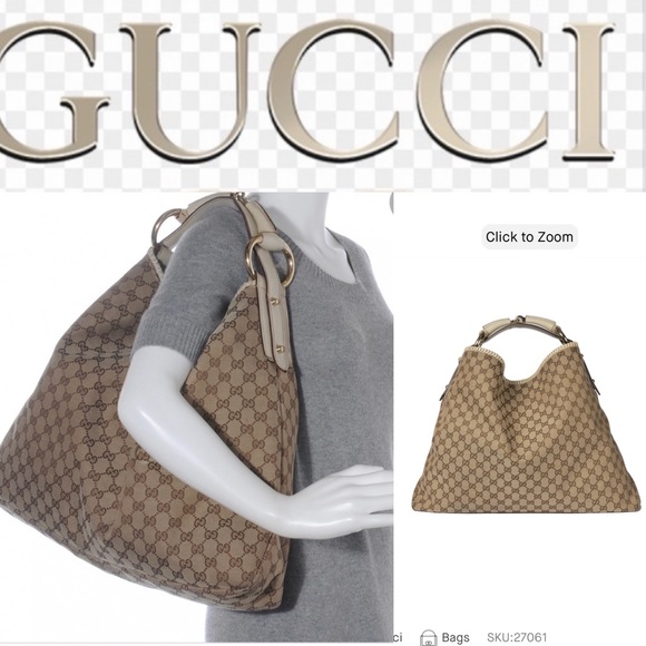 Gucci Handbags - Gucci large canvas hobo bag